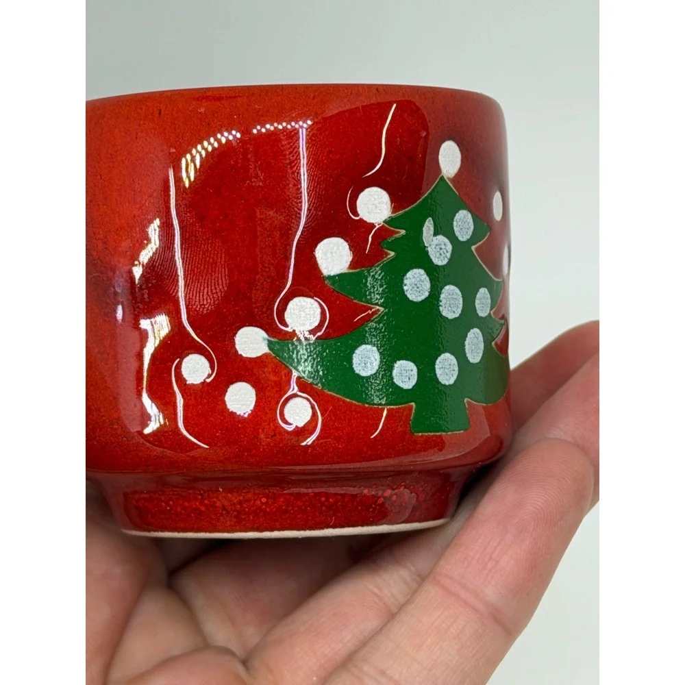 VTG Waechtersbach Christmas Tree Candle Holder Red‎ Ceramic Spain Holiday Decor